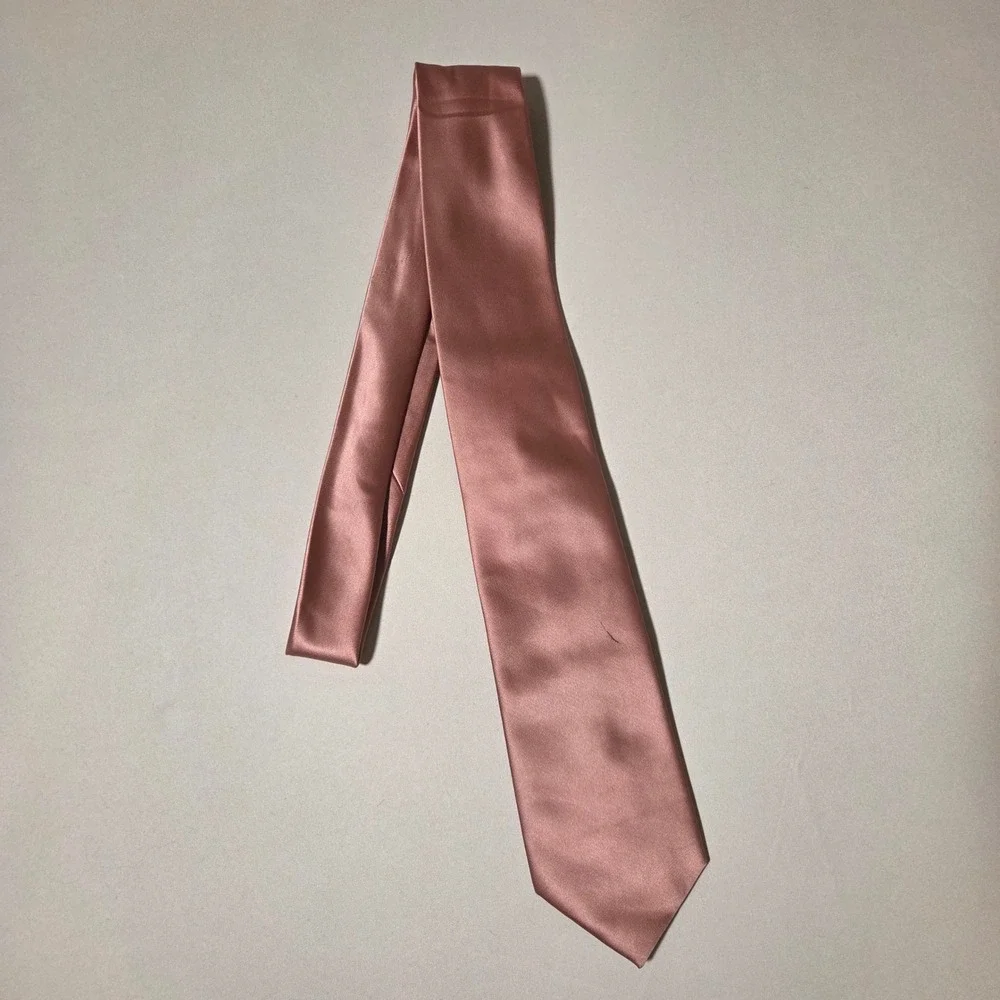 Imani Uomo Mens Silk‎ Touch Microfiber Satin Necktie Dusty Rose Pink Formal Tie